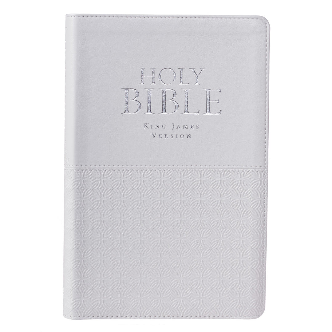 White Faux Leather King James Version Deluxe Gift Bible with Thumb Index