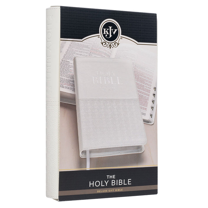 White Faux Leather King James Version Deluxe Gift Bible with Thumb Index