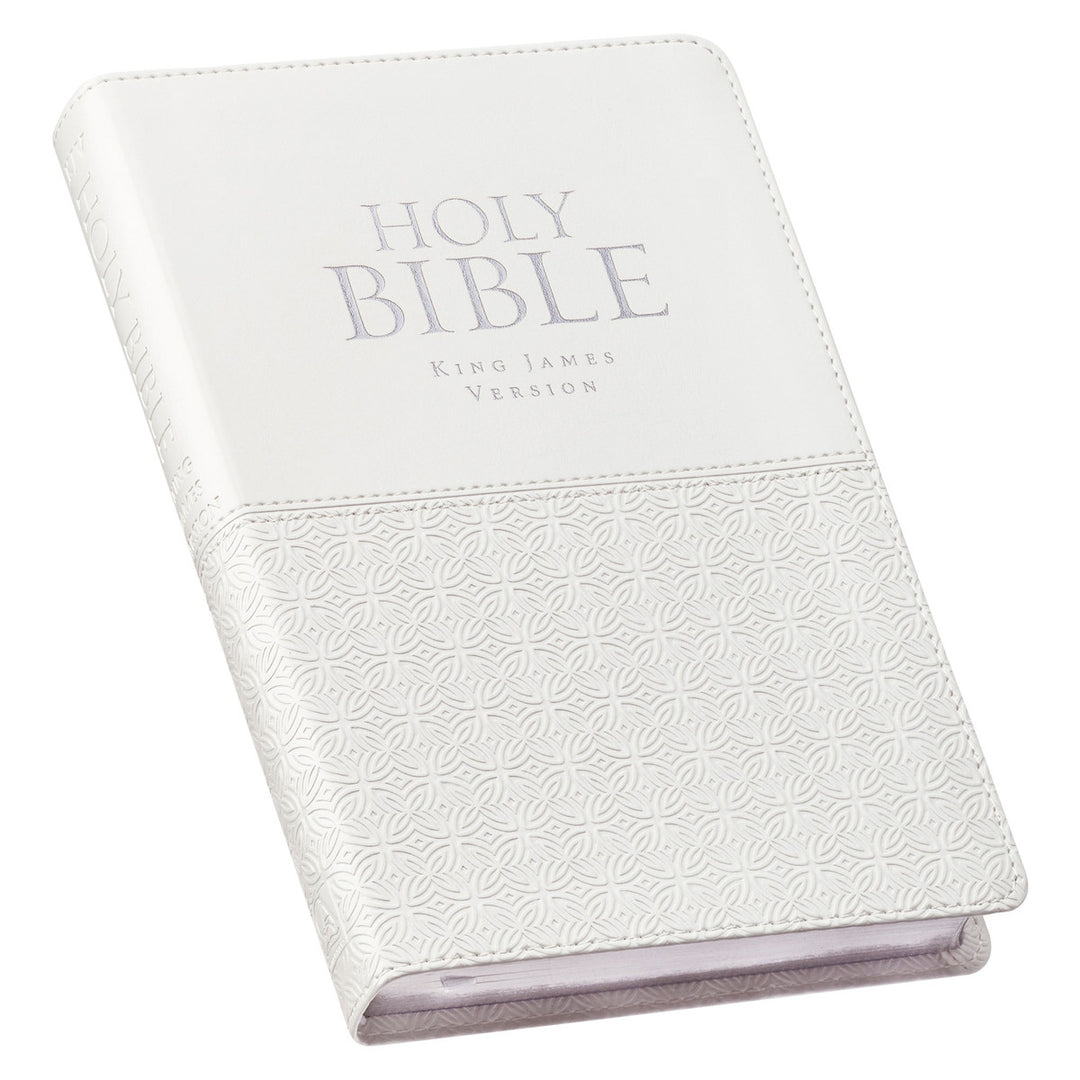 White Faux Leather King James Version Deluxe Gift Bible with Thumb Index