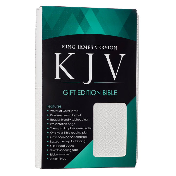 White Faux Leather King James Version Deluxe Gift Bible with Thumb Index