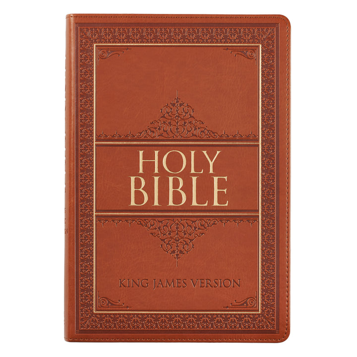 Saddle Tan Faux Leather Large Print Thinline King James Version Bible with Thumb Index