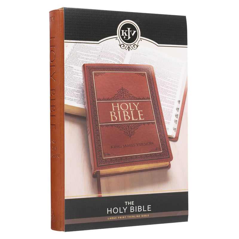 Saddle Tan Faux Leather Large Print Thinline King James Version Bible with Thumb Index