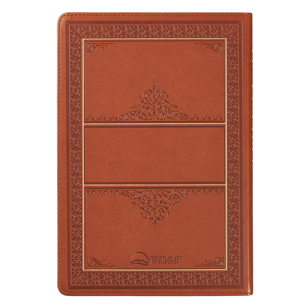 Saddle Tan Faux Leather Large Print Thinline King James Version Bible with Thumb Index