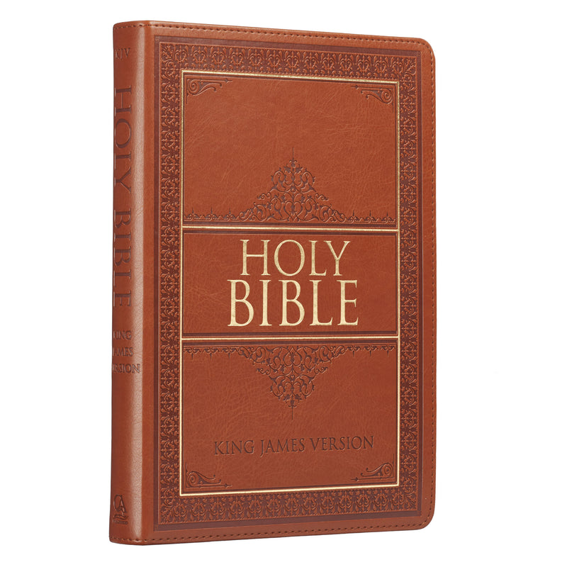 Saddle Tan Faux Leather Large Print Thinline King James Version Bible with Thumb Index