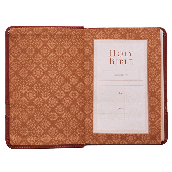 Two-tone Brown Faux Leather Large Print Compact King James Version Bible