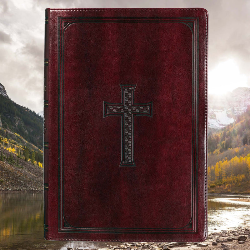 Burgundy Faux Leather Super Giant Print King James Version Bible with Thumb Index