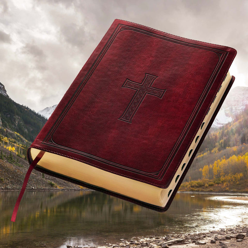 Burgundy Faux Leather Super Giant Print King James Version Bible with Thumb Index