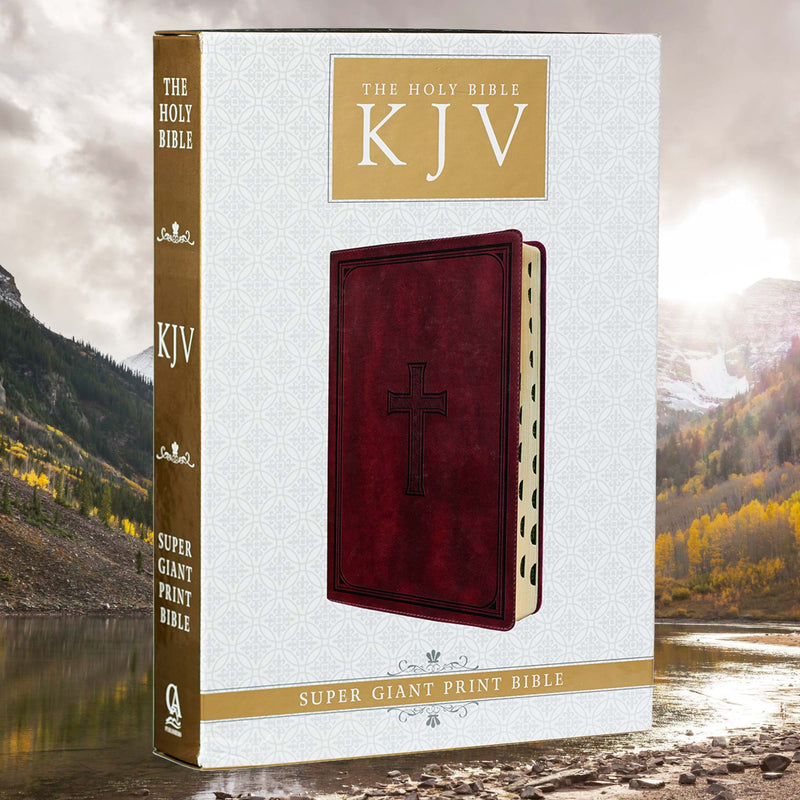 Burgundy Faux Leather Super Giant Print King James Version Bible with Thumb Index