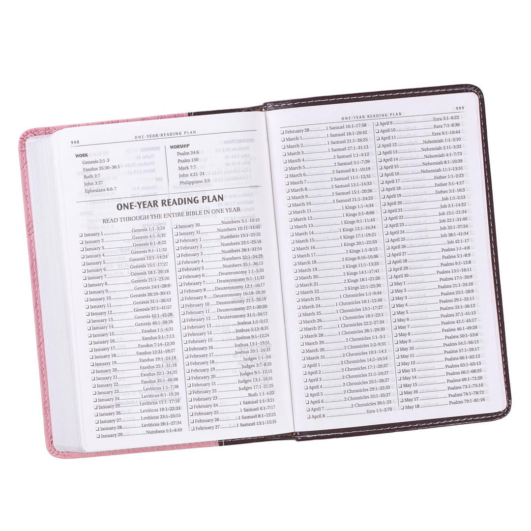 Burgundy and Pink Faux Leather Compact King James Version Bible