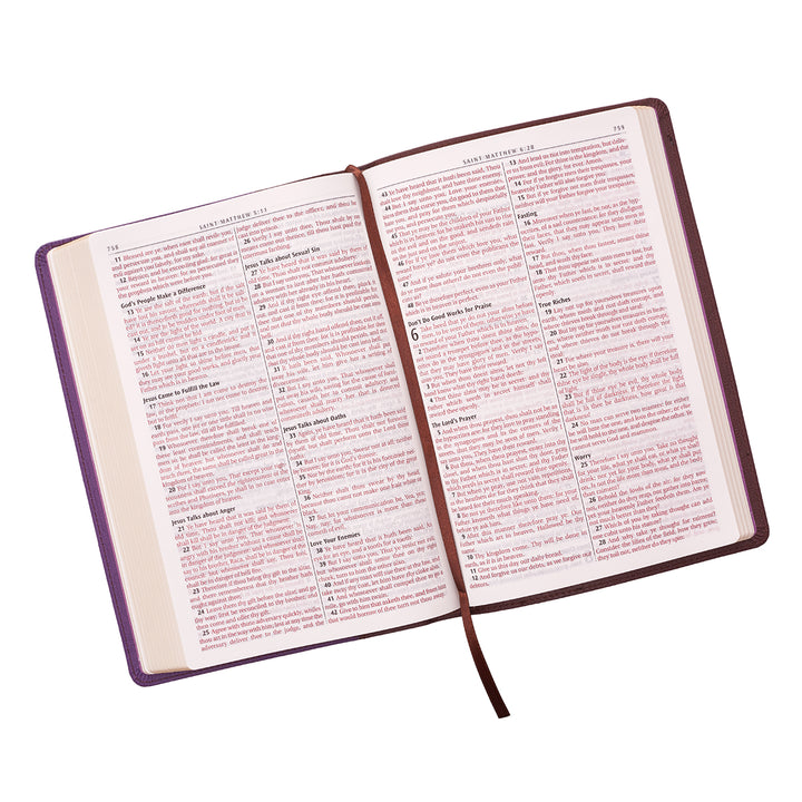 Purple and Brown Faux Leather Large Print Thinline KJV Bible