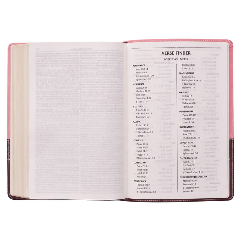 Pink and Brown Large Print Faux Leather Thinline King James Version Bible