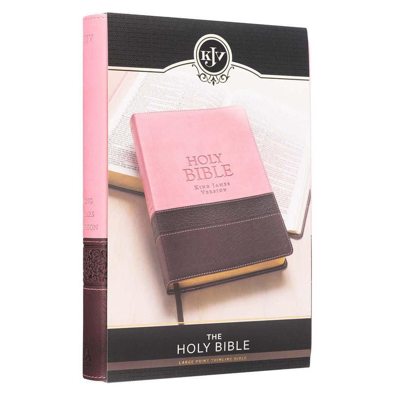 Pink and Brown Large Print Faux Leather Thinline King James Version Bible