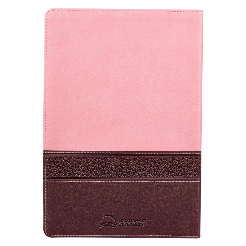 Pink and Brown Large Print Faux Leather Thinline King James Version Bible