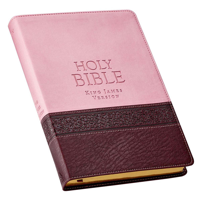 Pink and Brown Large Print Faux Leather Thinline King James Version Bible