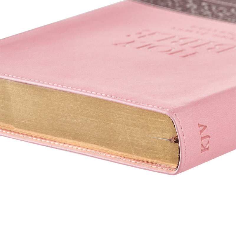 Pink and Brown Large Print Faux Leather Thinline King James Version Bible