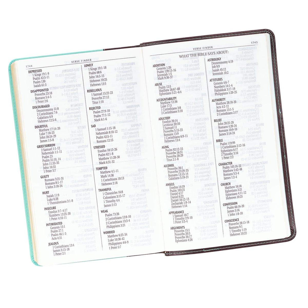 KJV Holy Bible, Giant Print Standard Size, Teal and Brown Faux Leather w/Ribbon Marker, Red Letter, King James Version