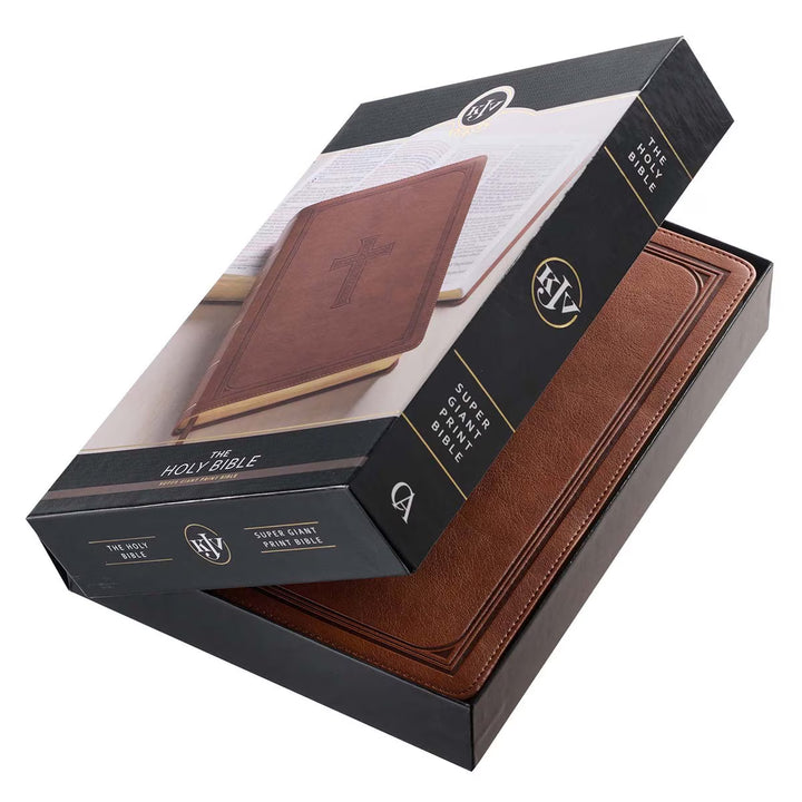 Saddle Tan Faux Leather Super Giant Print King James Version Bible