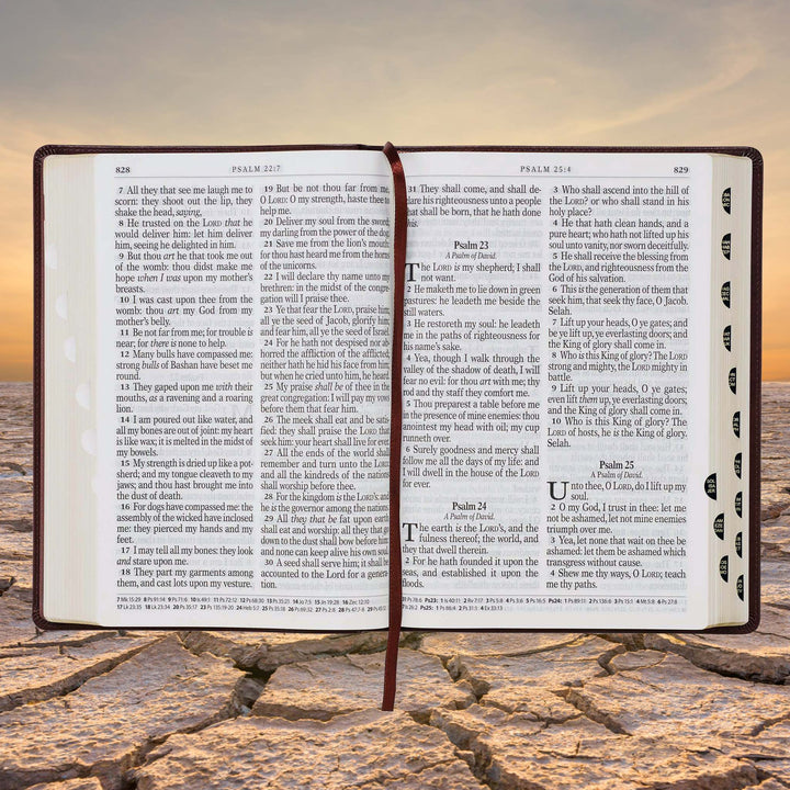 Chestnut Brown Faux Leather Super Giant Print King James Version Bible with Thumb Index