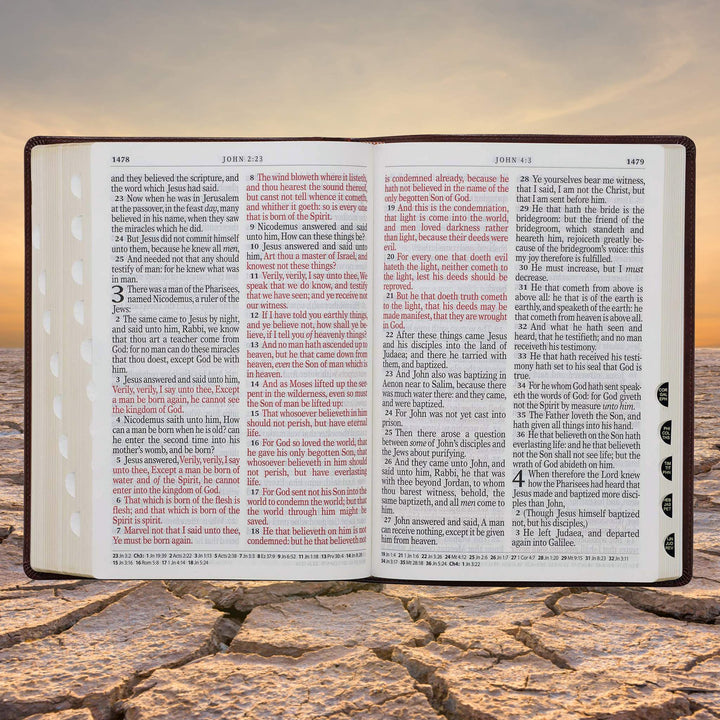 Chestnut Brown Faux Leather Super Giant Print King James Version Bible with Thumb Index