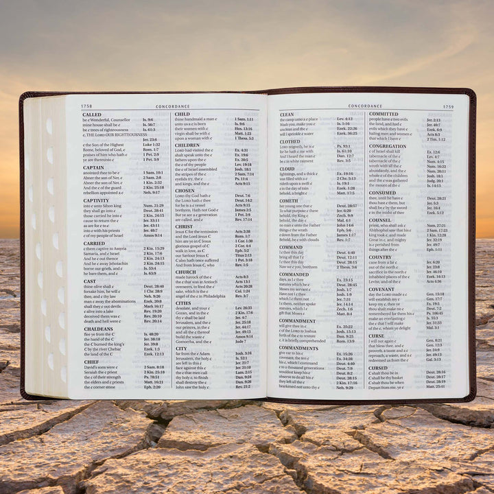 Chestnut Brown Faux Leather Super Giant Print King James Version Bible with Thumb Index