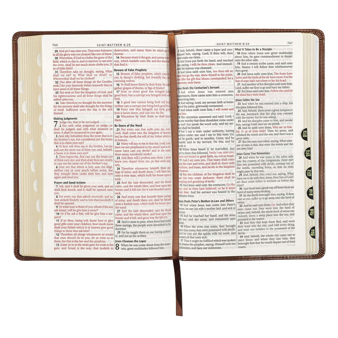 Medium Brown King James Version Deluxe Gift Bible with Thumb Index