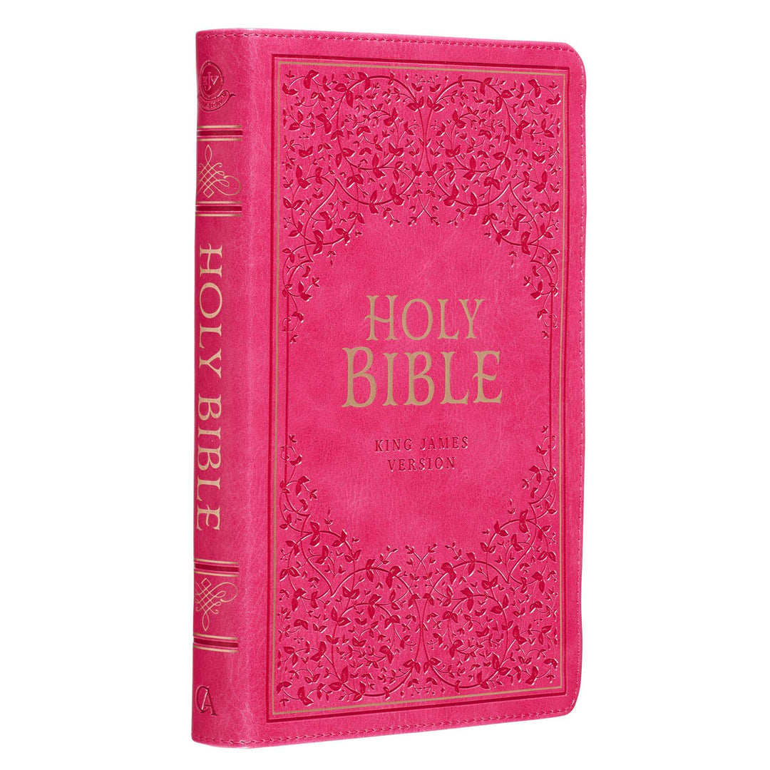 Pink Faux Leather King James Version Deluxe Gift Bible with Thumb Index