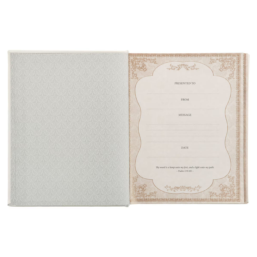 White Faux Leather King James Version Family Bible