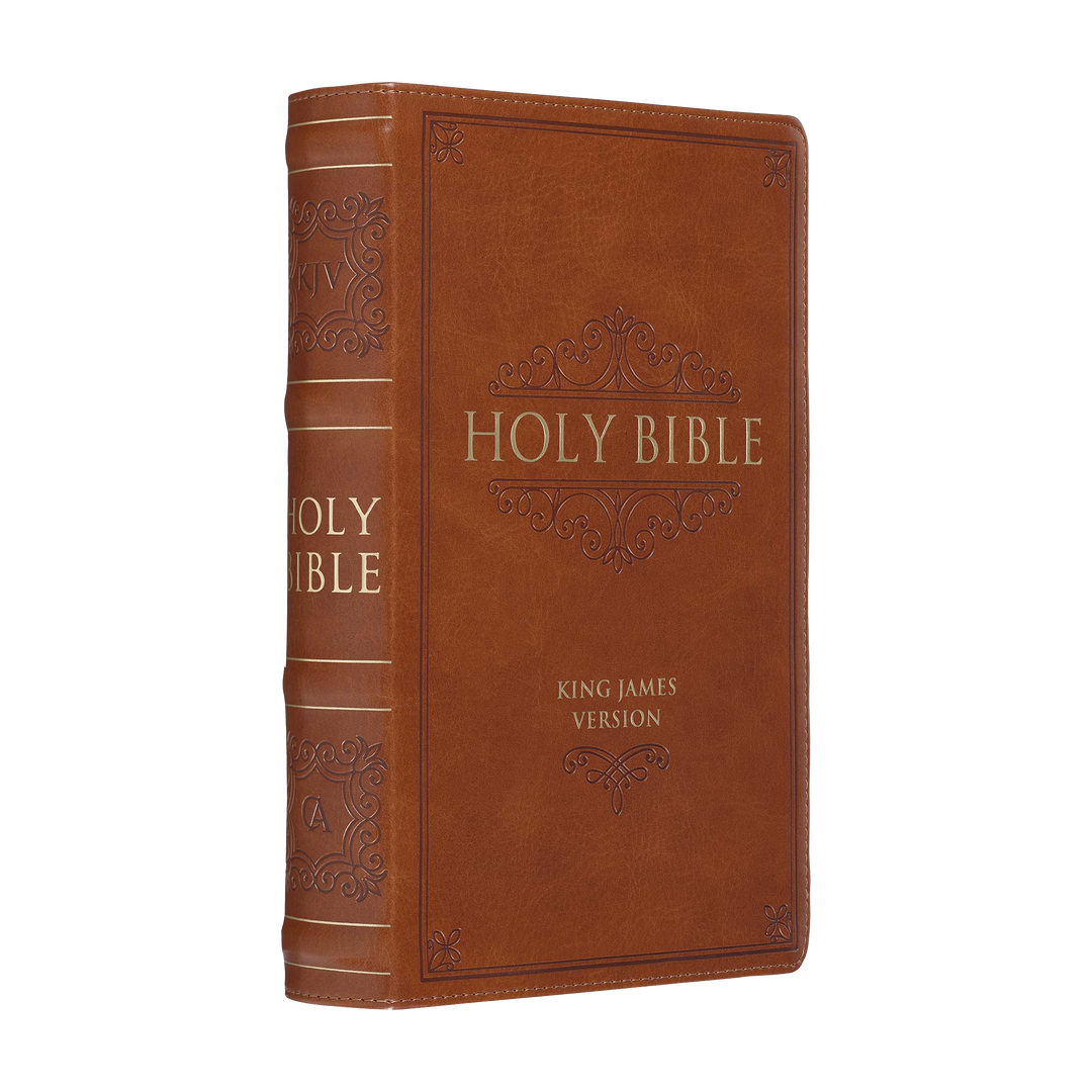Saddle Tan Faux Leather Giant Print Standard-size King James Version Bible with Thumb Index
