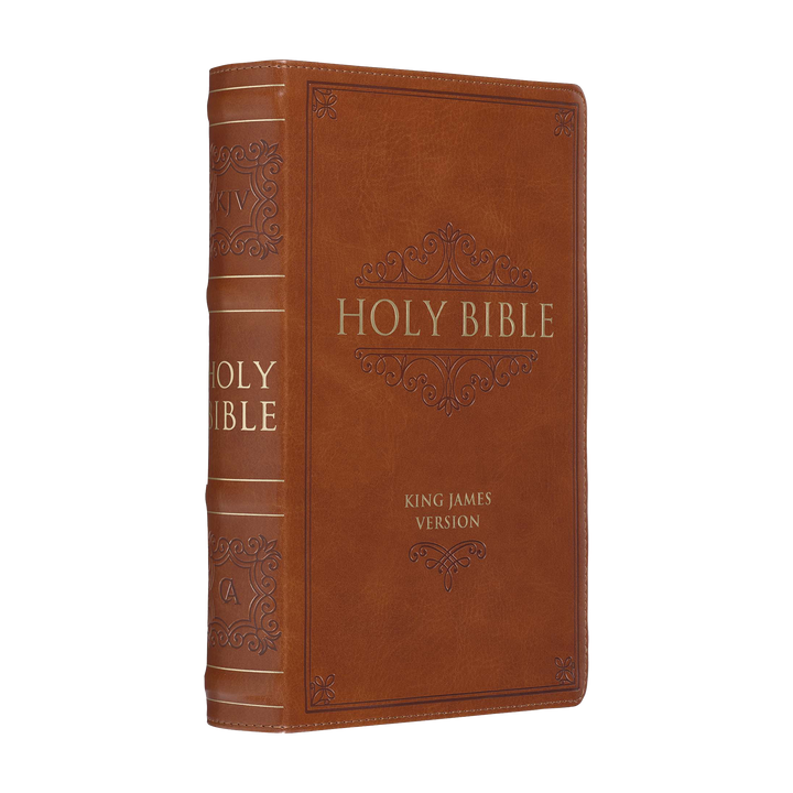Saddle Tan Faux Leather Giant Print Standard-size King James Version Bible with Thumb Index