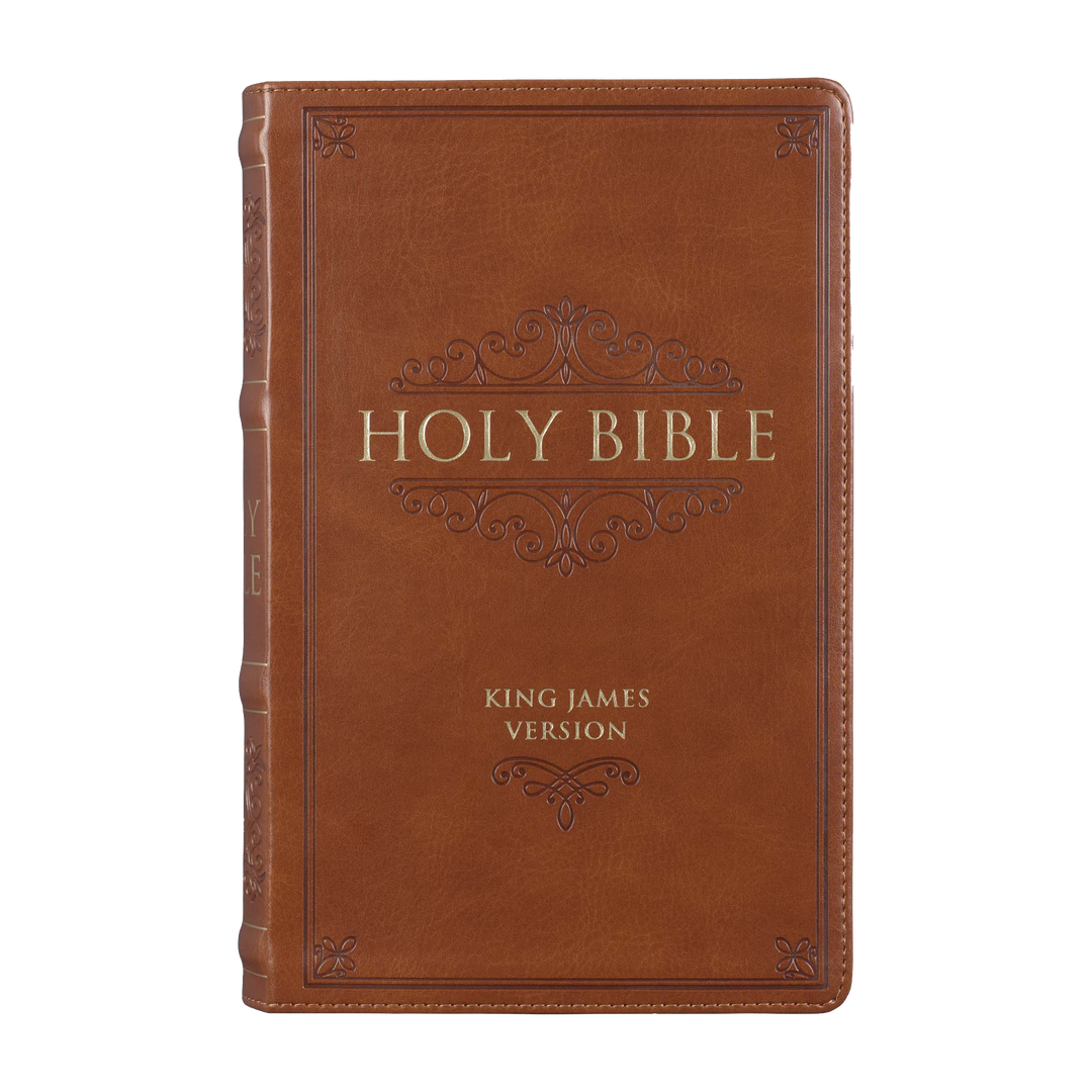 Saddle Tan Faux Leather Giant Print Standard-size King James Version Bible with Thumb Index