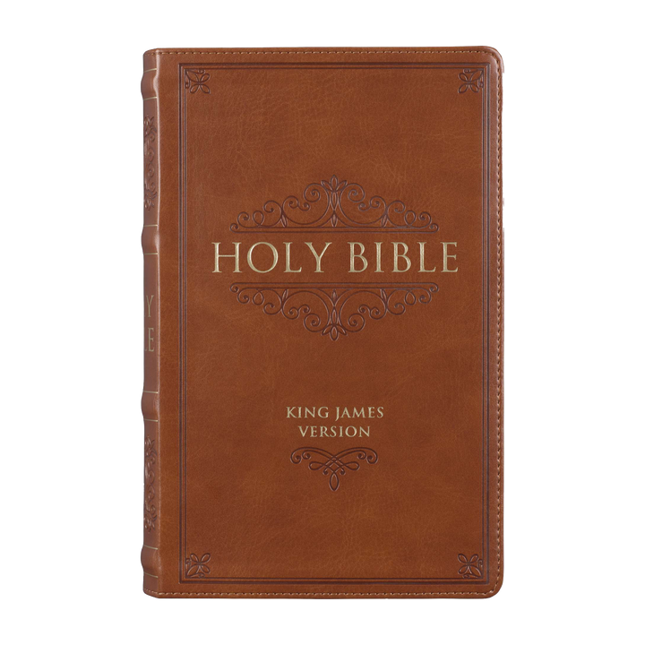 Saddle Tan Faux Leather Giant Print Standard-size King James Version Bible with Thumb Index