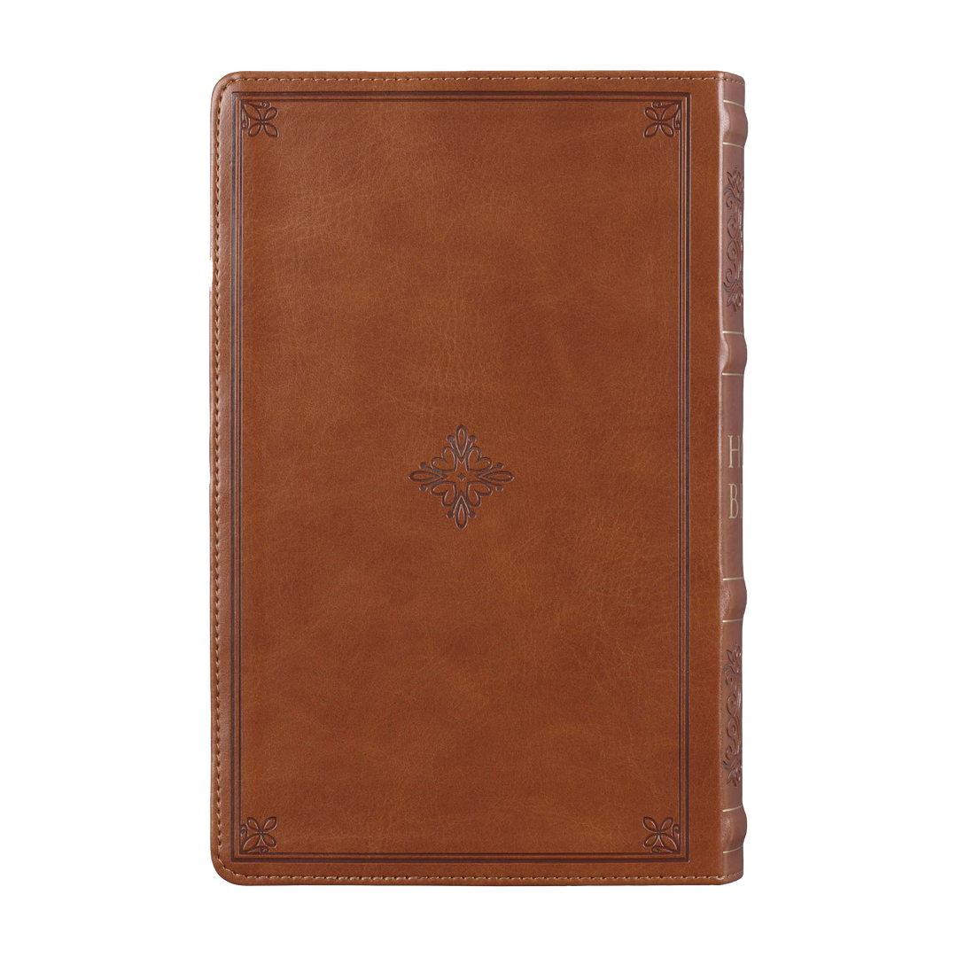 Saddle Tan Faux Leather Giant Print Standard-size King James Version Bible with Thumb Index