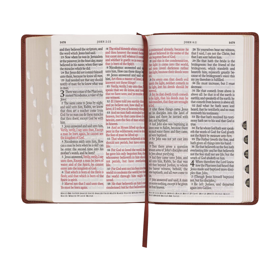 Saddle Tan Faux Leather Giant Print Standard-size King James Version Bible with Thumb Index