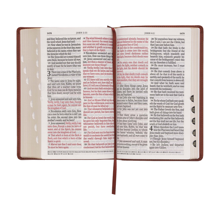 Saddle Tan Faux Leather Giant Print Standard-size King James Version Bible with Thumb Index