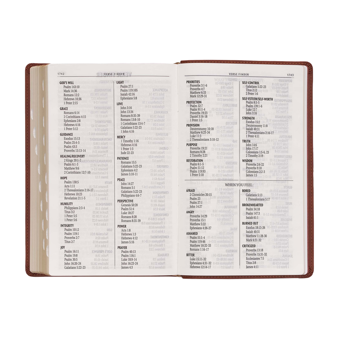 Saddle Tan Faux Leather Giant Print Standard-size King James Version Bible with Thumb Index