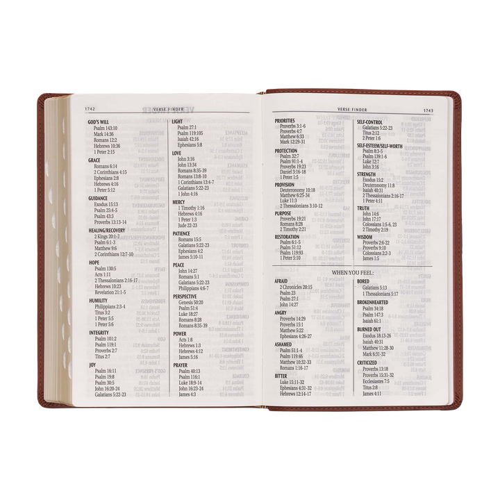 Saddle Tan Faux Leather Giant Print Standard-size King James Version Bible with Thumb Index