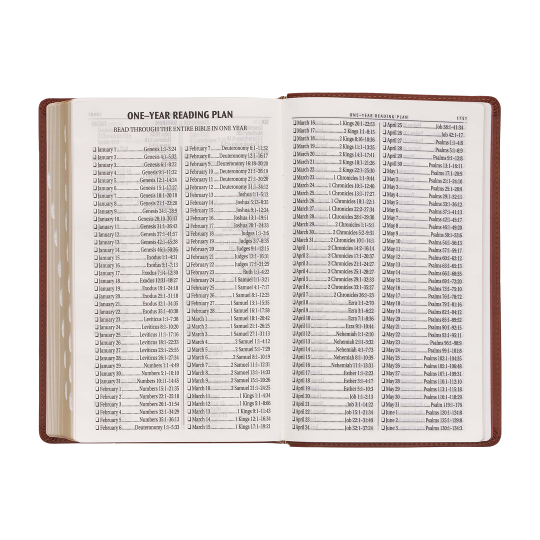 Saddle Tan Faux Leather Giant Print Standard-size King James Version Bible with Thumb Index