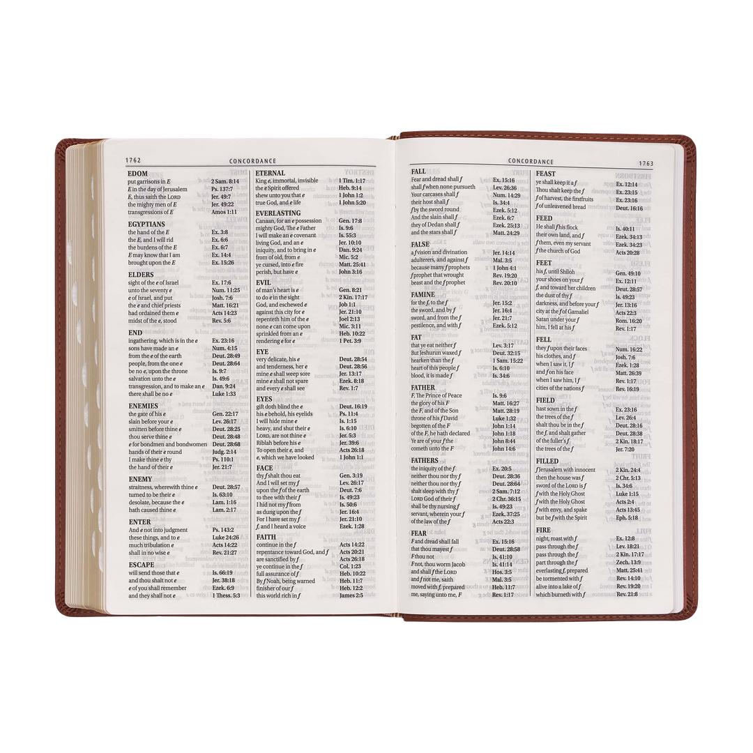 Saddle Tan Faux Leather Giant Print Standard-size King James Version Bible with Thumb Index