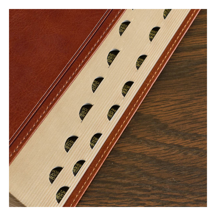 Saddle Tan Faux Leather Giant Print Standard-size King James Version Bible with Thumb Index