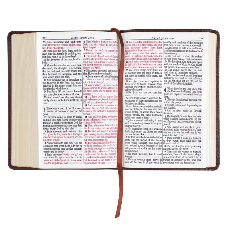 Medium Brown Faux Leather Large Print Compact King James Version Bible