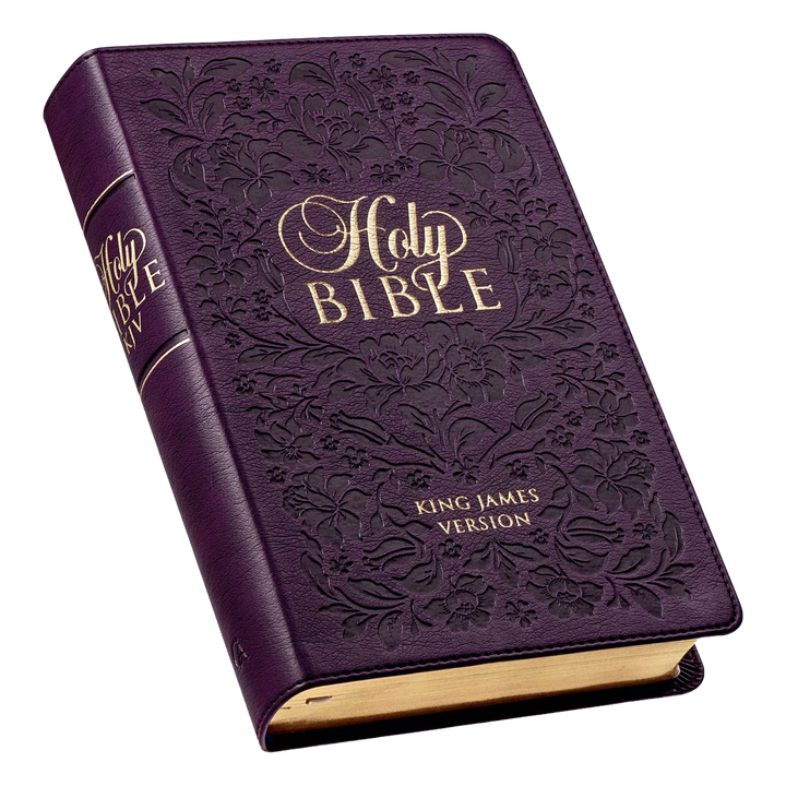 Purple Floral Faux Leather Giant Print Standard-size King James Version Bible with Thumb Index
