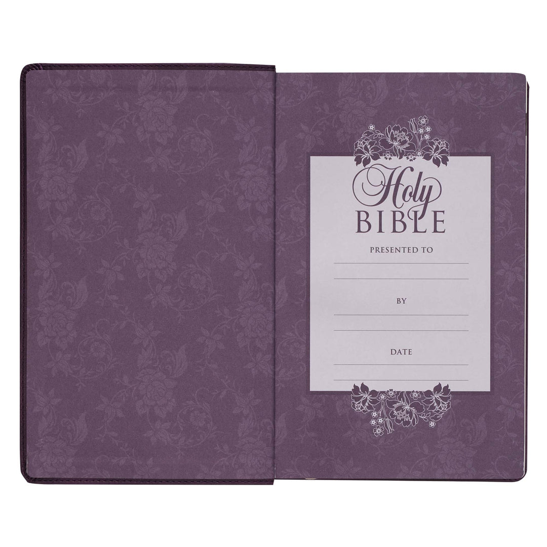 Purple Floral Faux Leather Giant Print Standard-size King James Version Bible with Thumb Index