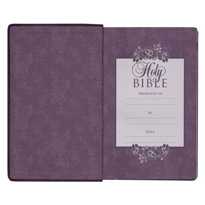 Purple Floral Faux Leather Giant Print Standard-size King James Version Bible with Thumb Index