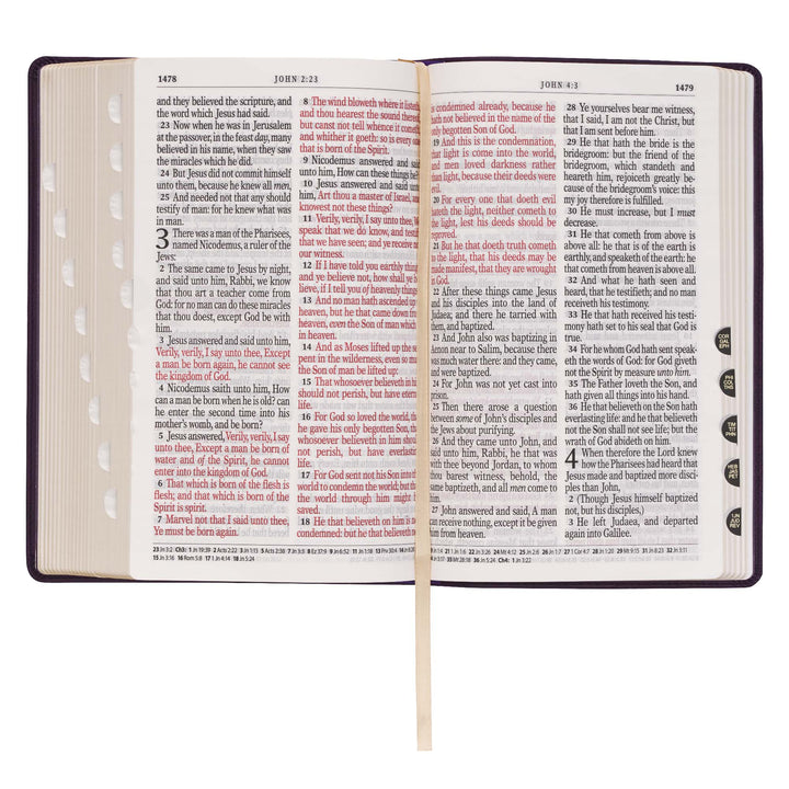 Purple Floral Faux Leather Giant Print Standard-size King James Version Bible with Thumb Index