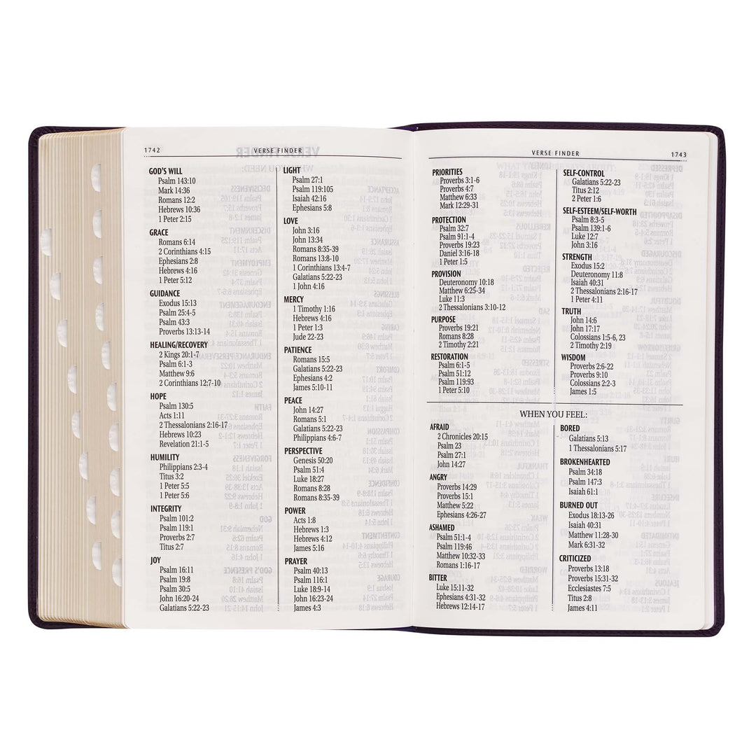 Purple Floral Faux Leather Giant Print Standard-size King James Version Bible with Thumb Index