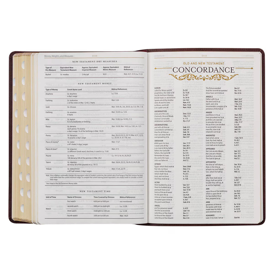 Burgundy Faux Leather Large Print King James Study Bible with Thumb Index