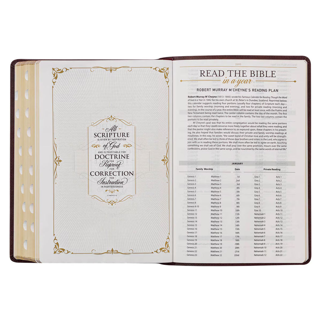 Burgundy Faux Leather Large Print King James Study Bible with Thumb Index