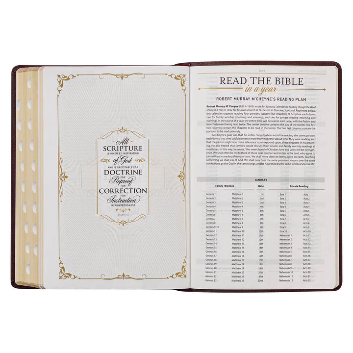 Burgundy Faux Leather Large Print King James Study Bible with Thumb Index