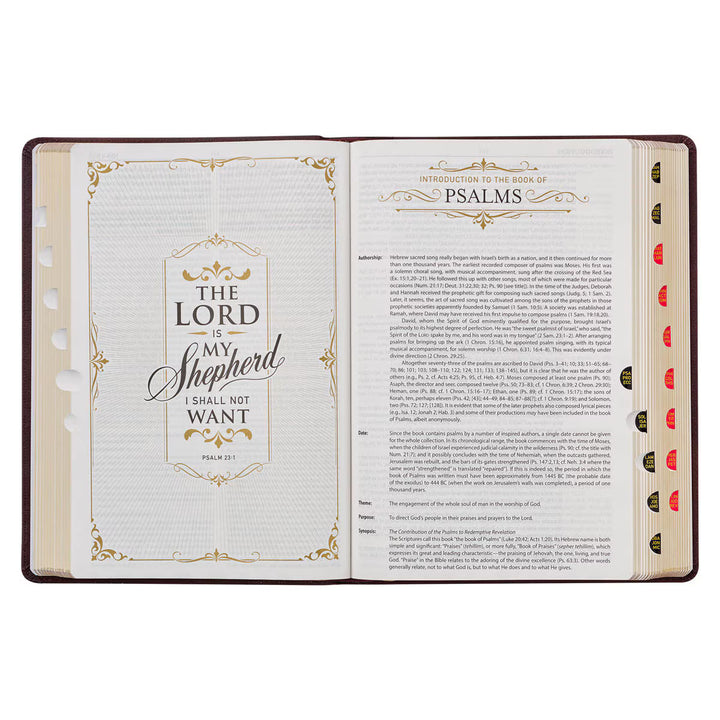 Burgundy Faux Leather Large Print King James Study Bible with Thumb Index