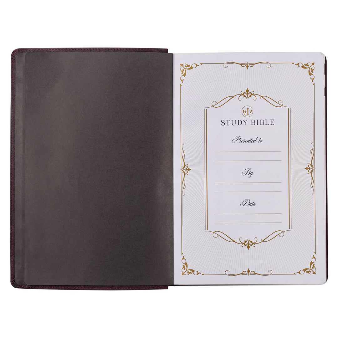 Burgundy Faux Leather Large Print King James Study Bible with Thumb Index